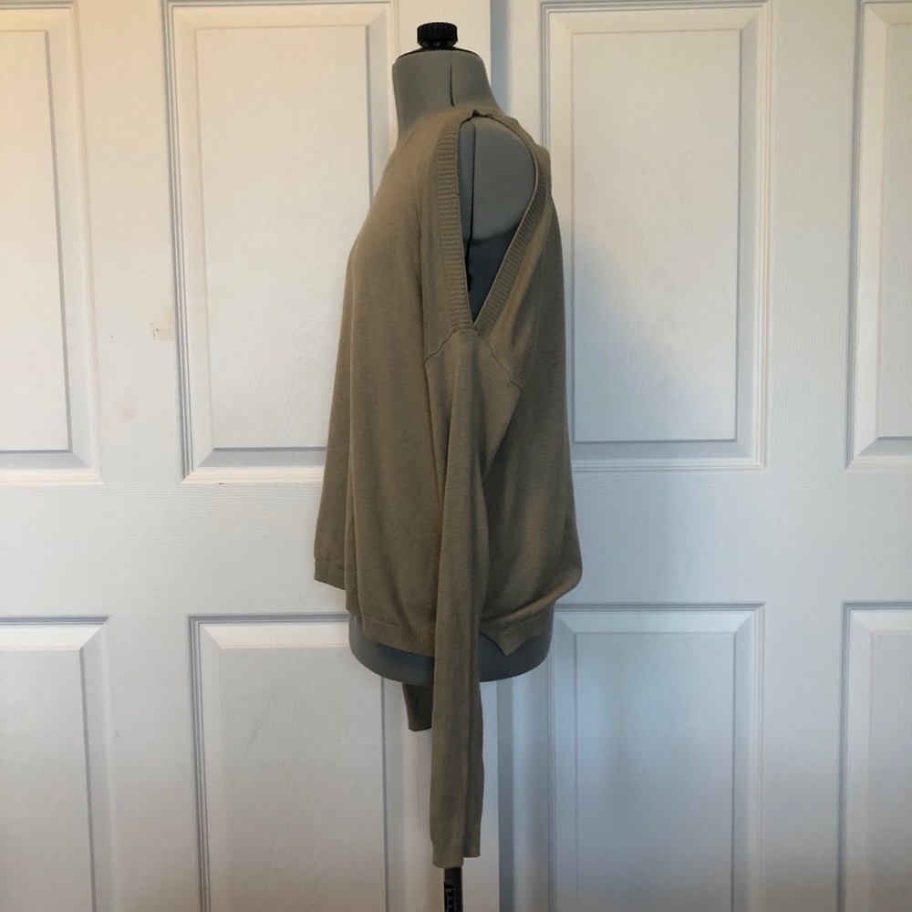 Garage Gray/Green Cold Shoulder Sweater | Size XS - Picture 2 of 6